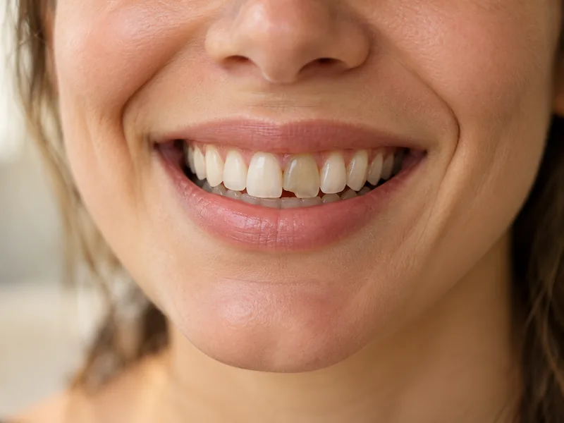 Sorriso com um dente escurecido e lascado
